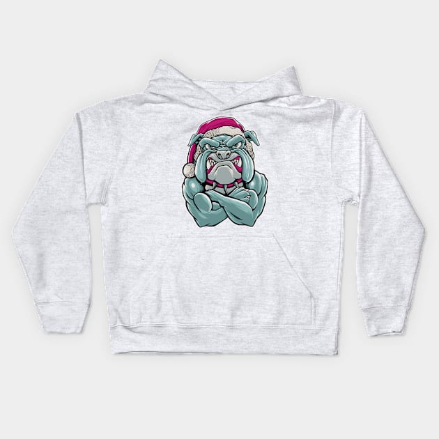 santa bulldog Kids Hoodie by akmalzone